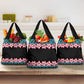African Adenium Multiflorum Flowers Grocery Bag with Kente Style
