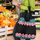 African Adenium Multiflorum Flowers Grocery Bag with Kente Style