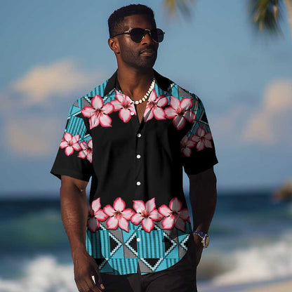 African Adenium Multiflorum Flowers Hawaiian Shirt with Kente Style