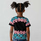 African Adenium Multiflorum Flowers Kid T shirt with Kente Style