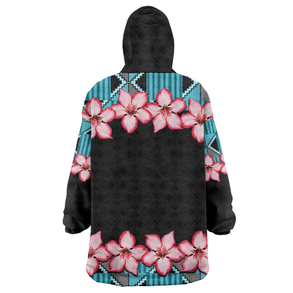 African Adenium Multiflorum Flowers Kid Wearable Blanket Hoodie with Kente Style