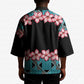 African Adenium Multiflorum Flowers Kimono with Kente Style