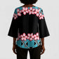 African Adenium Multiflorum Flowers Kimono Sleeve Blouse with Kente Style