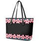 African Adenium Multiflorum Flowers Leather Tote Bag with Kente Style