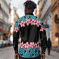 African Adenium Multiflorum Flowers Long Sleeve Button Shirt with Kente Style