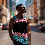 African Adenium Multiflorum Flowers Men Tank Top with Kente Style