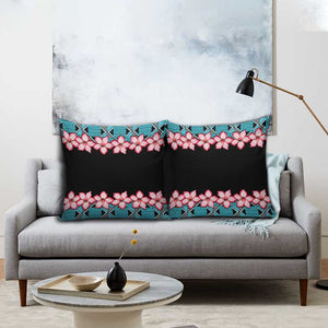 African Adenium Multiflorum Flowers Pillow Cover with Kente Style