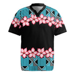 African Adenium Multiflorum Flowers Rugby Jersey with Kente Style