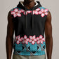 African Adenium Multiflorum Flowers Sleeveless Hoodie with Kente Style - African Pride
