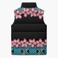 African Adenium Multiflorum Flowers Sleeveless Puffer Jacket with Kente Style