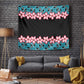 African Adenium Multiflorum Flowers Tapestry with Kente Style