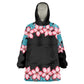 African Adenium Multiflorum Flowers Wearable Blanket Hoodie with Kente Style