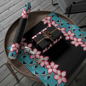 African Adenium Multiflorum Flowers Wrapping Paper Kente Style - African Pride