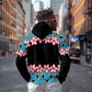 African Adenium Multiflorum Flowers Zip Hoodie with Kente Style