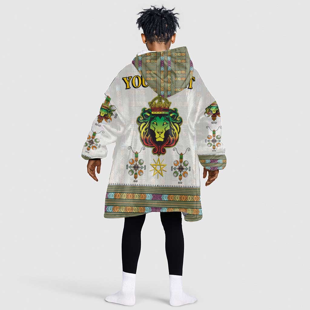 Personalized Ethiopia Lion Of Judah Kid Wearable Blanket Hoodie Tibeb Style