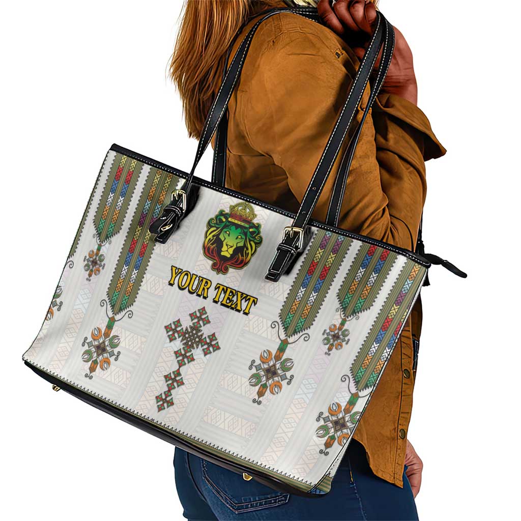 Personalized Ethiopia Lion Of Judah Leather Tote Bag Tibeb Style