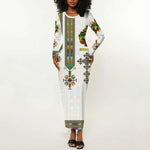 Personalized Ethiopia Lion Of Judah Long Sleeve Bodycon Dress Tibeb Style LT9