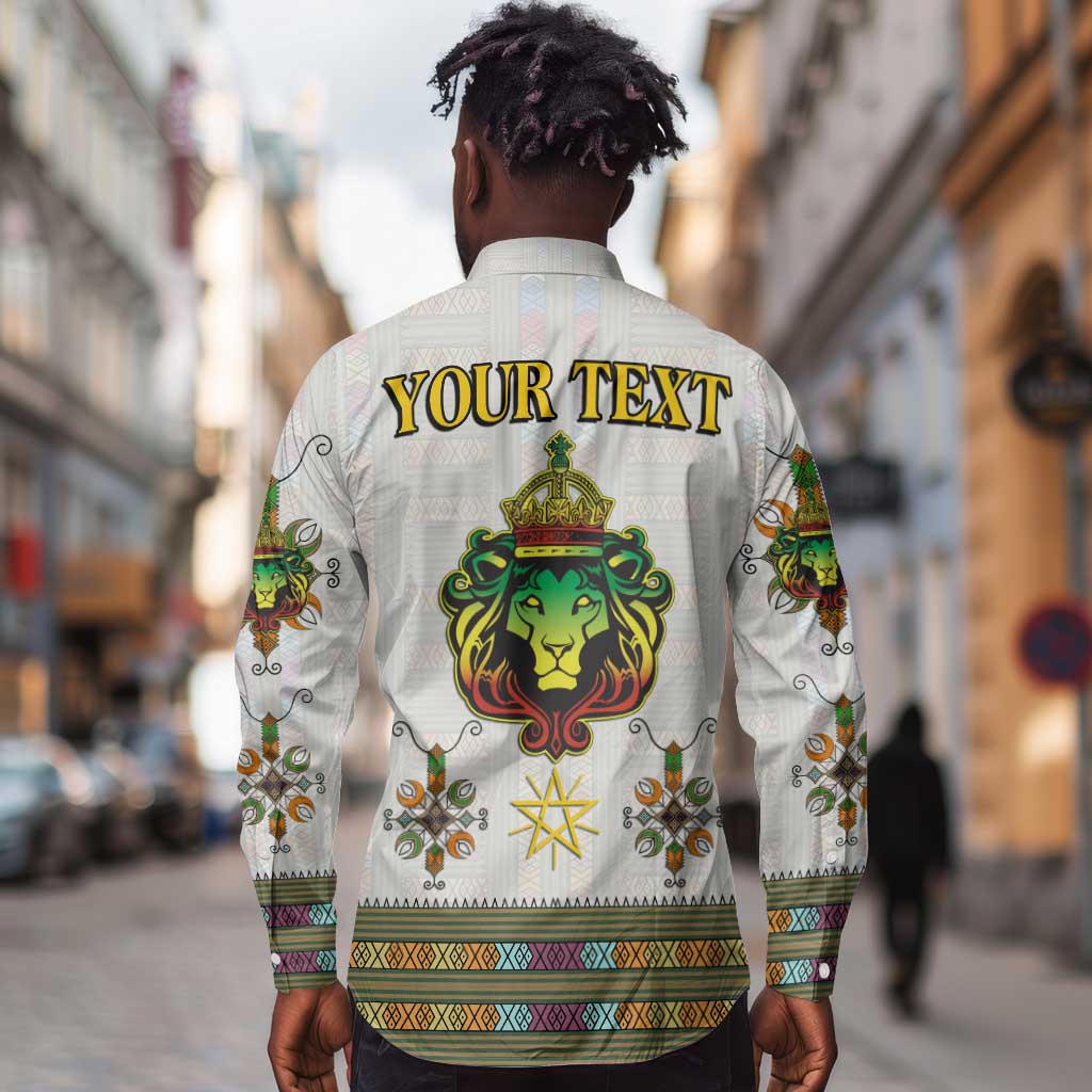 Personalized Ethiopia Lion Of Judah Long Sleeve Button Shirt Tibeb Style