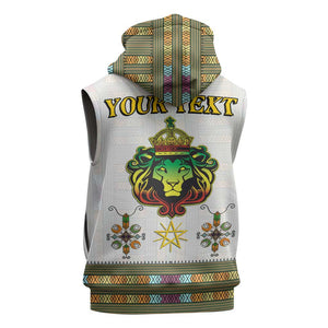 Personalized Ethiopia Lion Of Judah Sleeveless Hoodie Tibeb Style - African Pride