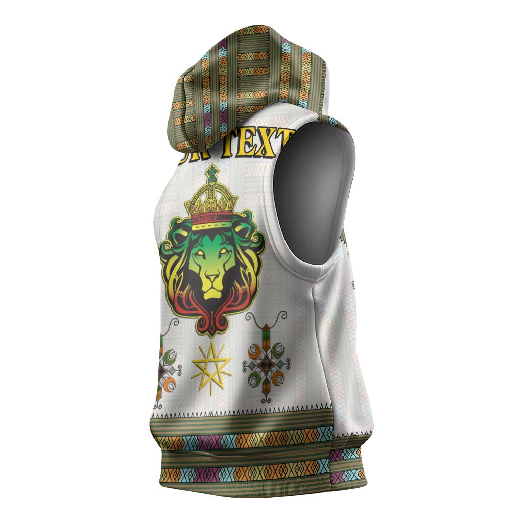 Personalized Ethiopia Lion Of Judah Sleeveless Hoodie Tibeb Style - African Pride