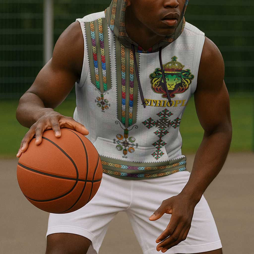 Personalized Ethiopia Lion Of Judah Sleeveless Hoodie Tibeb Style - African Pride