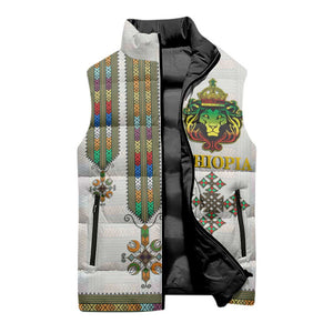 Personalized Ethiopia Lion Of Judah Sleeveless Puffer Jacket Tibeb Style