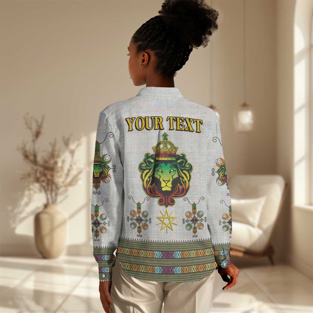 Personalized Ethiopia Lion Of Judah Women Casual Shirt Tibeb Style LT9