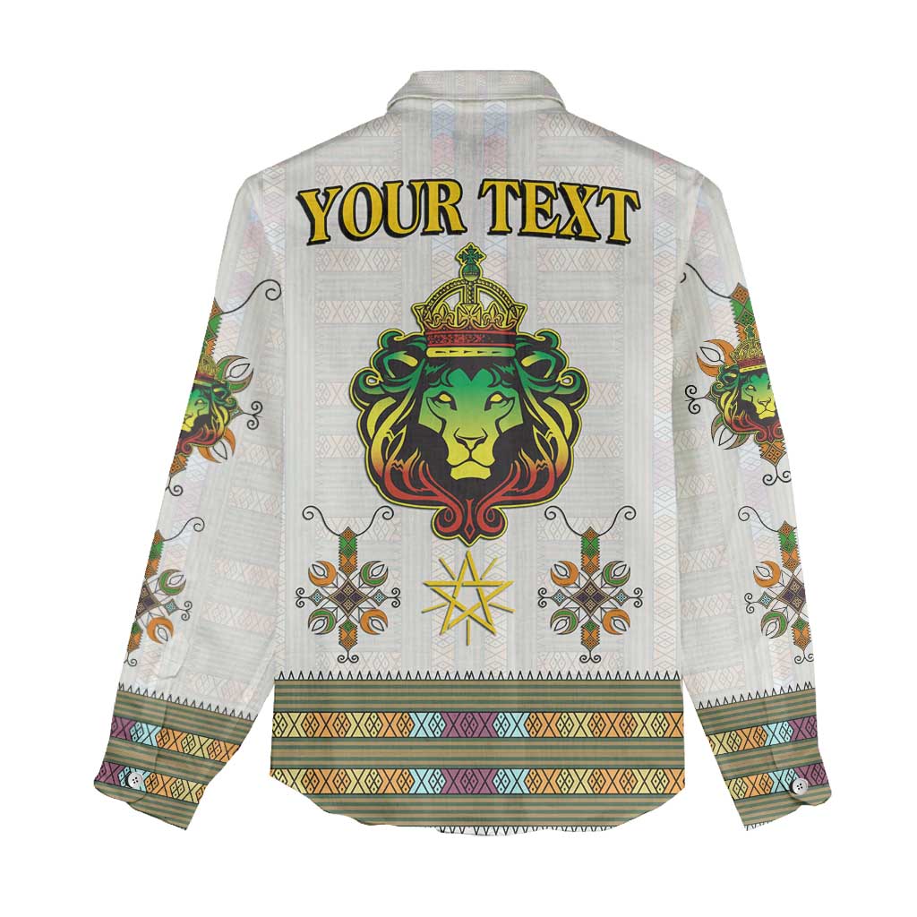 Personalized Ethiopia Lion Of Judah Women Casual Shirt Tibeb Style LT9