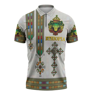 Personalized Ethiopia Lion Of Judah Zipper Polo Shirt Tibeb Style