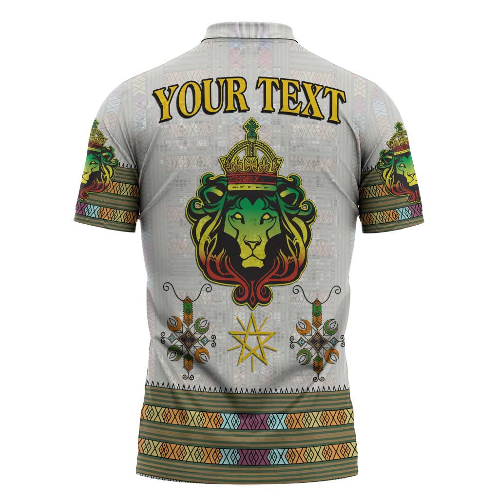 Personalized Ethiopia Lion Of Judah Zipper Polo Shirt Tibeb Style