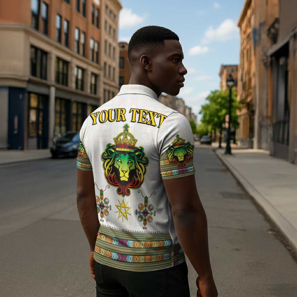 Personalized Ethiopia Lion Of Judah Zipper Polo Shirt Tibeb Style