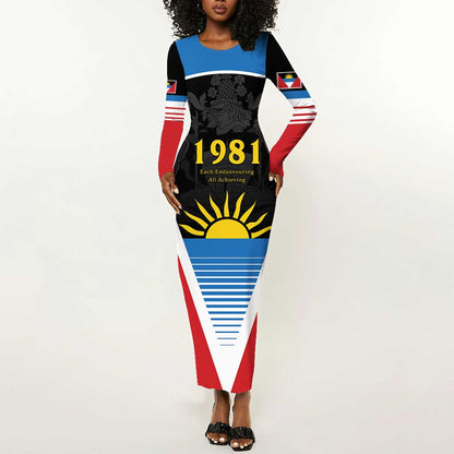 Afro-Antiguans and Barbudans 1981 Long Sleeve Bodycon Dress Each Endeavouring All Achieving LT9