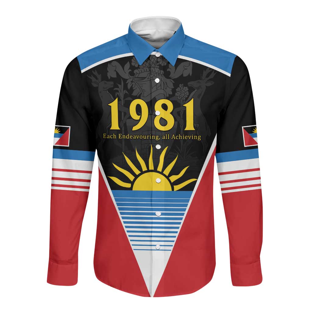 ‎Afro-Antiguans and Barbudans 1981 Long Sleeve Button Shirt Each Endeavouring All Achieving