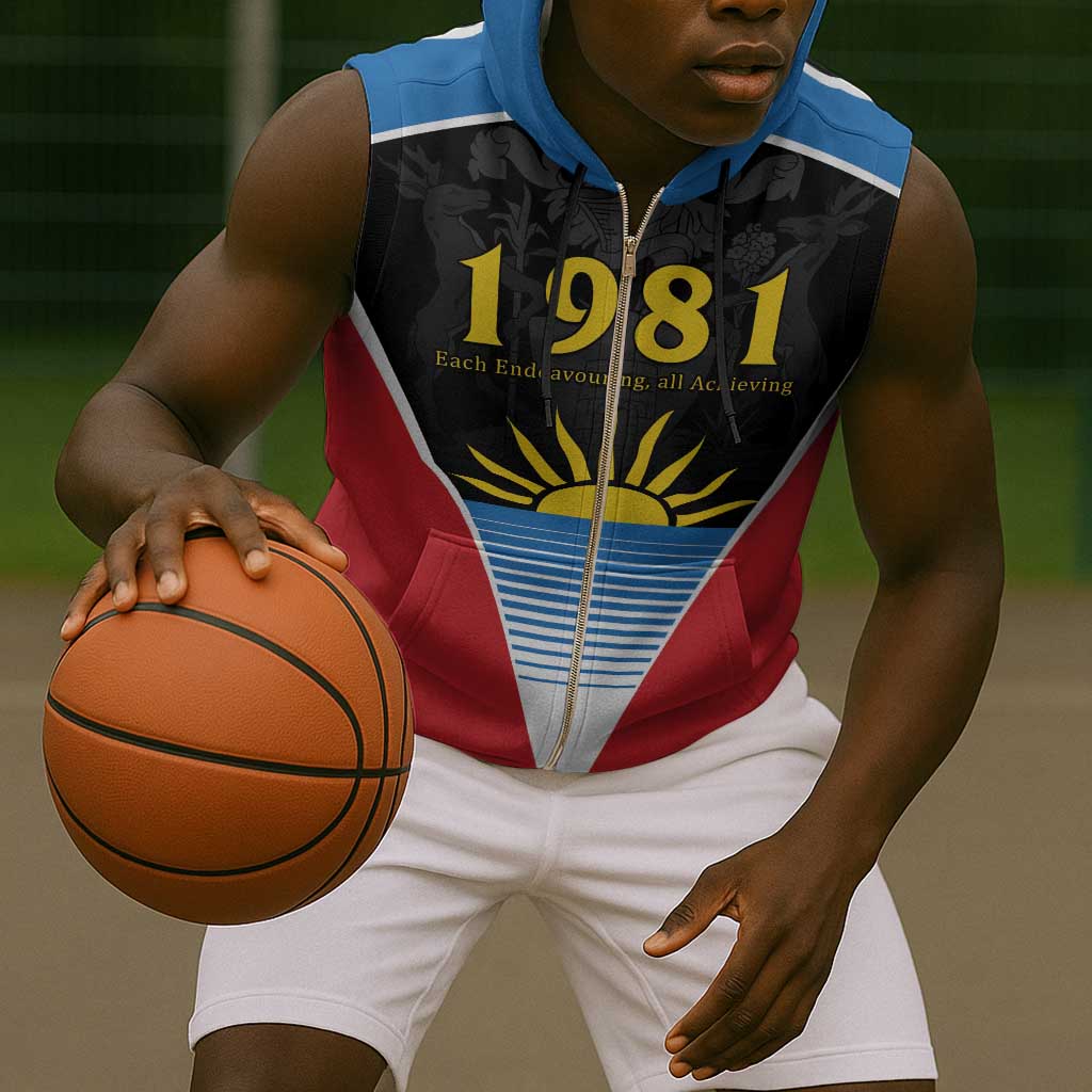 ‎Afro-Antiguans and Barbudans 1981 Sleeveless Zip Hoodie Each Endeavouring All Achieving - African Pride