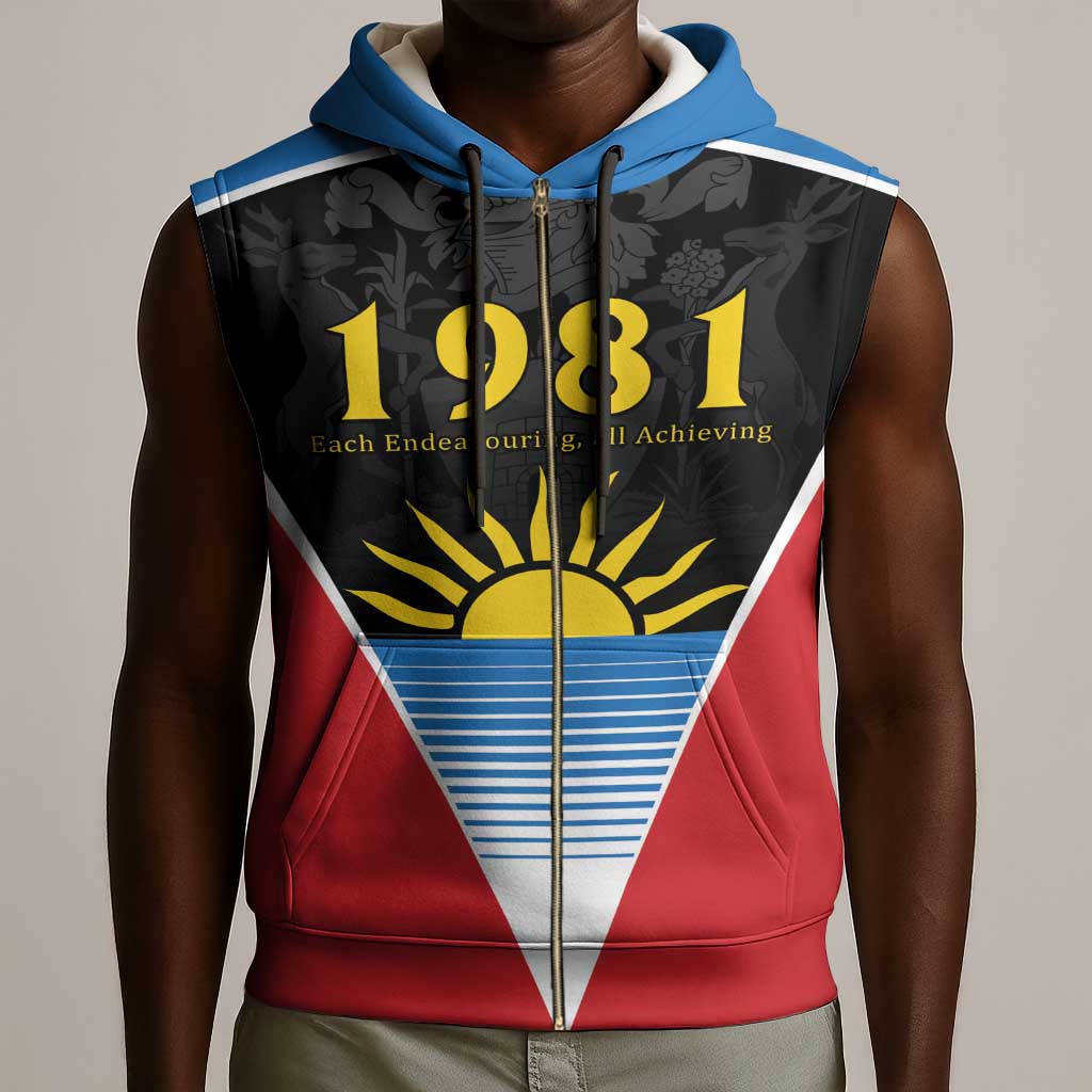‎Afro-Antiguans and Barbudans 1981 Sleeveless Zip Hoodie Each Endeavouring All Achieving - African Pride