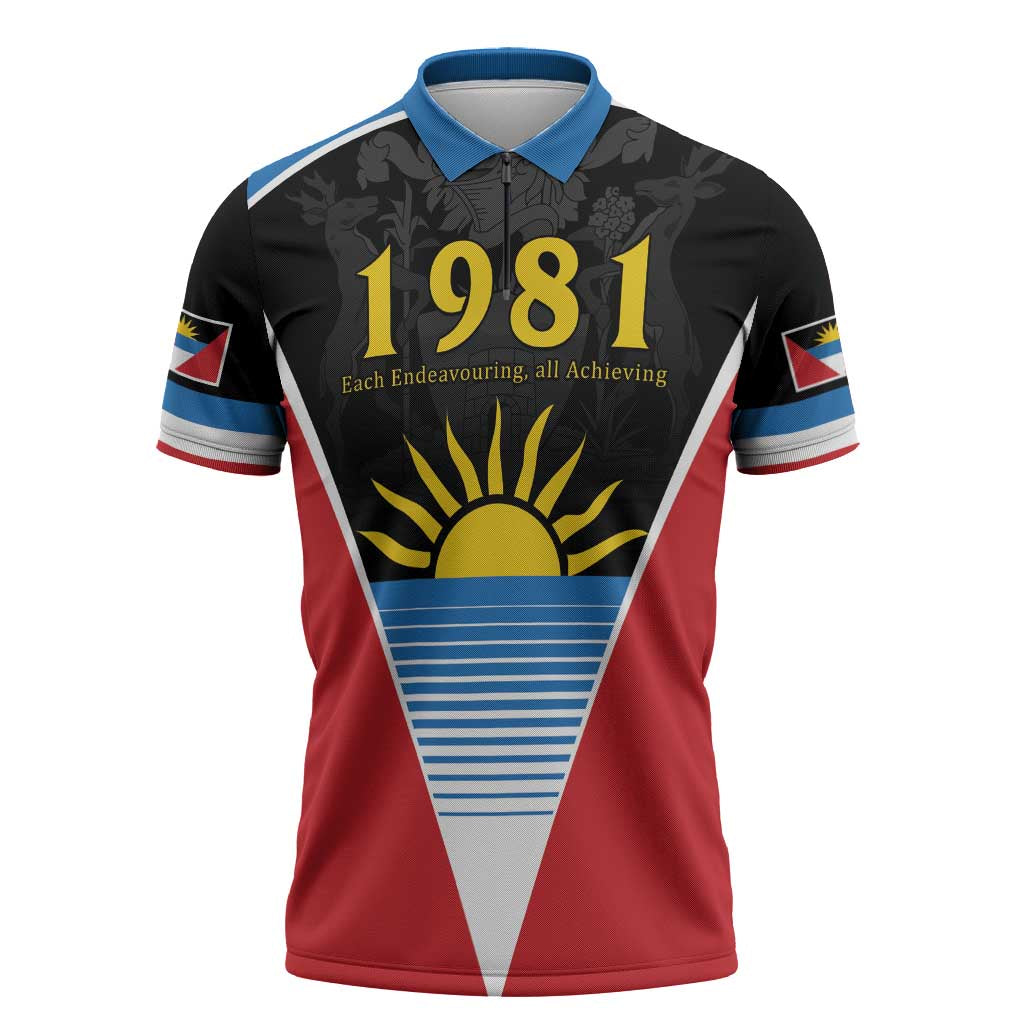 ‎Afro-Antiguans and Barbudans 1981 Zipper Polo Shirt Each Endeavouring All Achieving