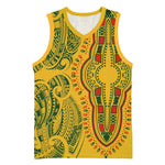 Dashiki and Polynesian Pattern Basketball Jersey Afro Pacific Culture Gold Version - African Pride
