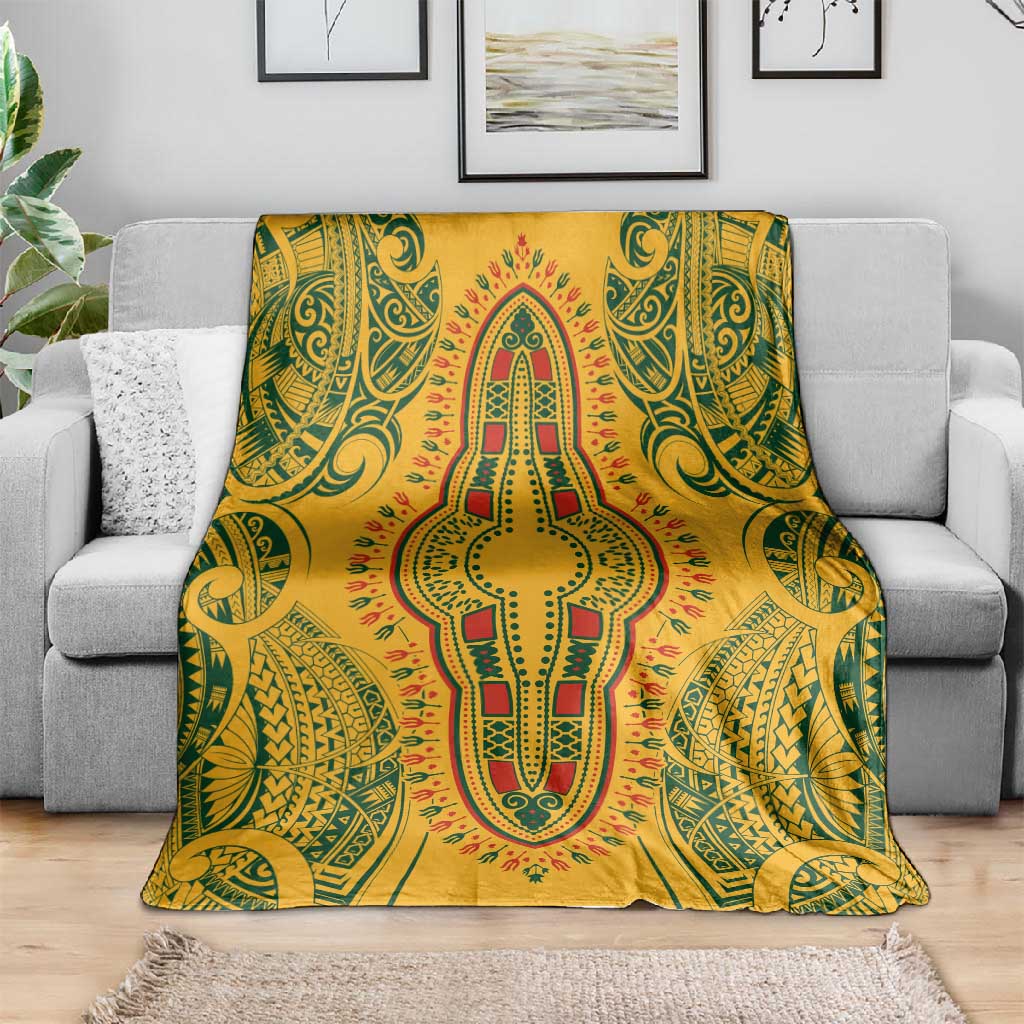 Dashiki and Polynesian Pattern Blanket Afro Pacific Culture Gold Version