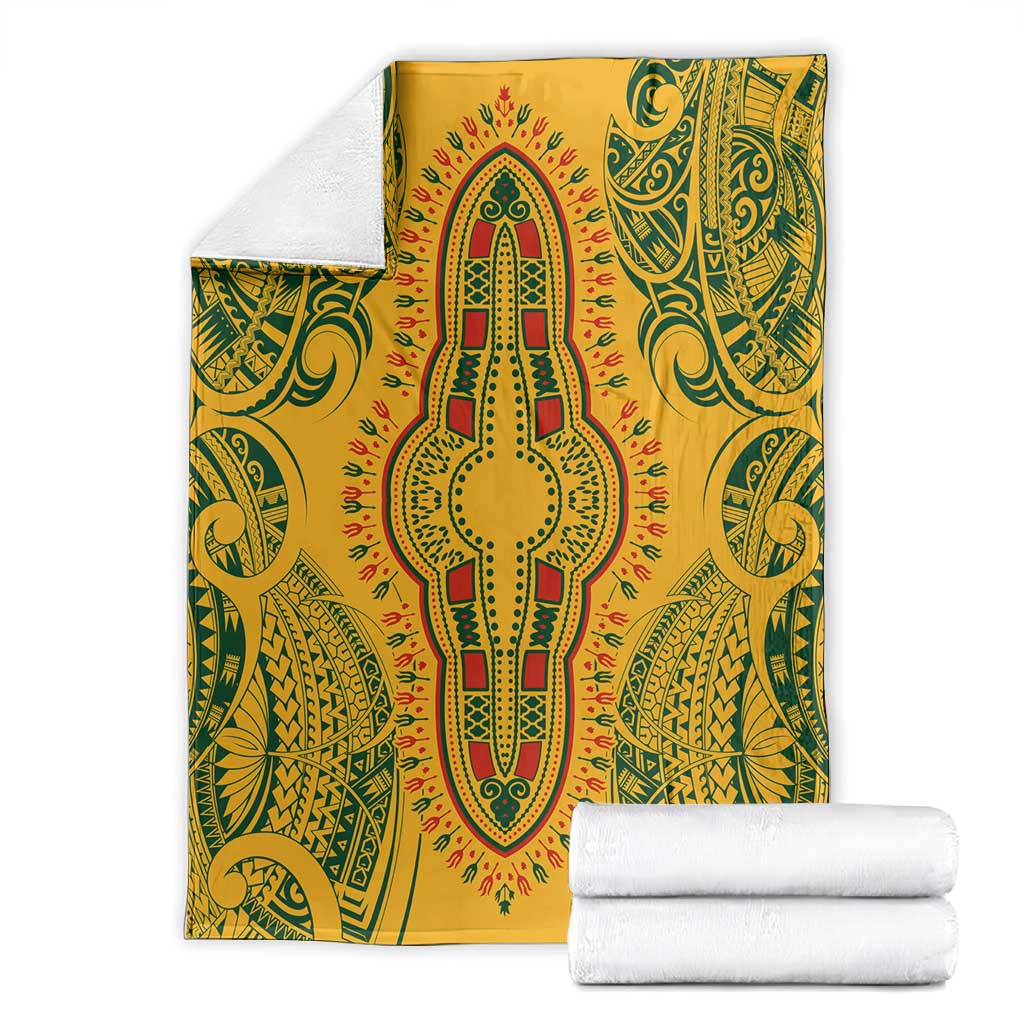 Dashiki and Polynesian Pattern Blanket Afro Pacific Culture Gold Version
