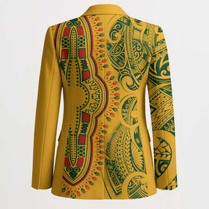 Dashiki and Polynesian Pattern Blazer Afro Pacific Culture Gold Version