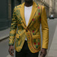 Dashiki and Polynesian Pattern Blazer Afro Pacific Culture Gold Version