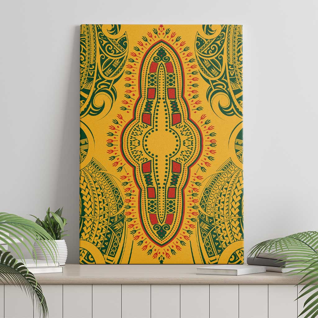 Dashiki and Polynesian Pattern Canvas Wall Art Afro Pacific Culture Gold Version