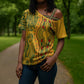 Dashiki and Polynesian Pattern Cross Shoulder Shirt Afro Pacific Culture Gold Version