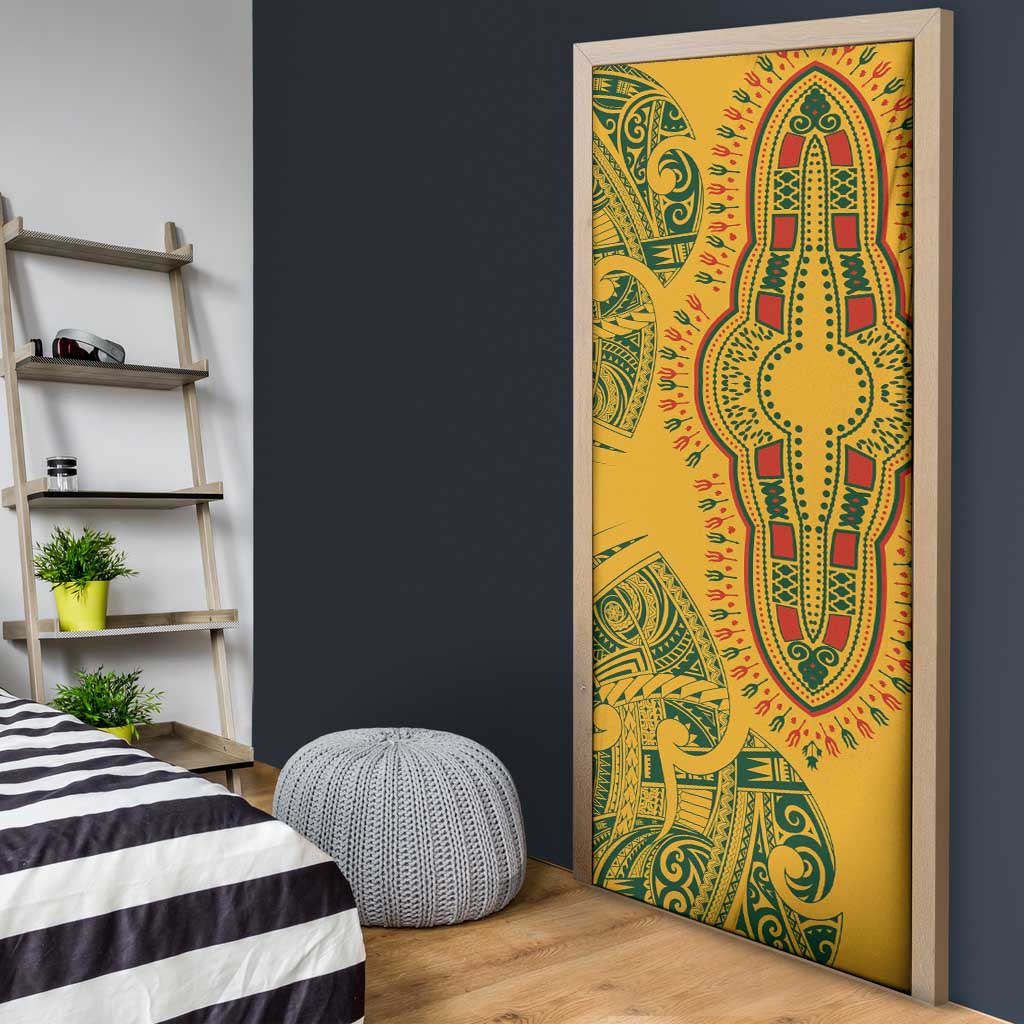 Dashiki and Polynesian Pattern Door Cover Afro Pacific Culture Gold Version