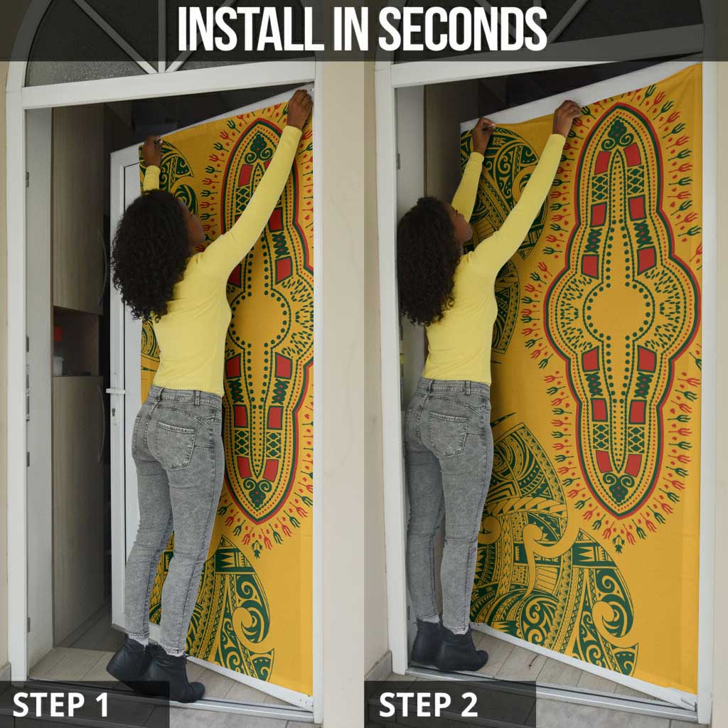 Dashiki and Polynesian Pattern Door Cover Afro Pacific Culture Gold Version