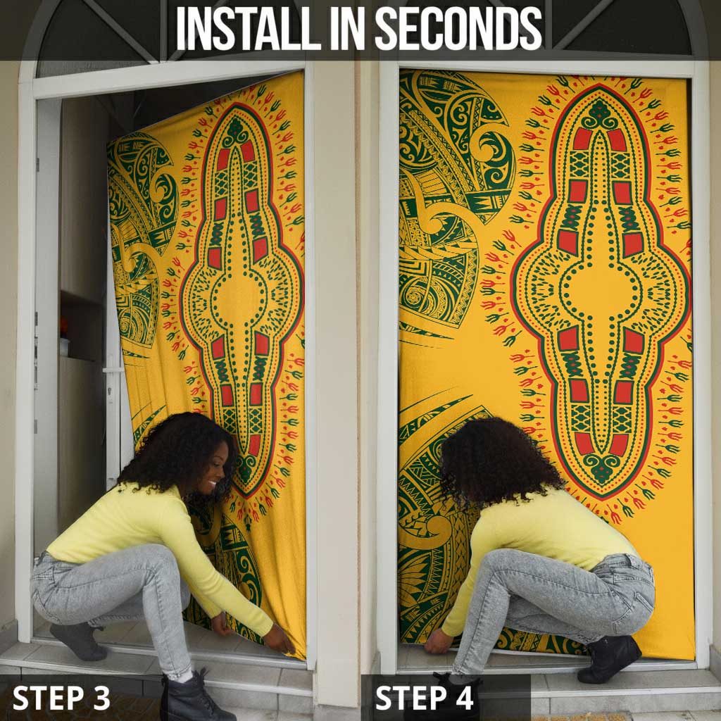Dashiki and Polynesian Pattern Door Cover Afro Pacific Culture Gold Version