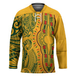 Dashiki and Polynesian Pattern Hockey Jersey Afro Pacific Culture Gold Version