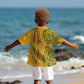 Dashiki and Polynesian Pattern Kid Hawaiian Shirt Afro Pacific Culture Gold Version