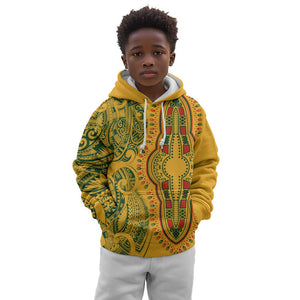 Dashiki and Polynesian Pattern Kid Hoodie Afro Pacific Culture Gold Version