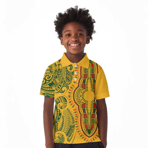 Dashiki and Polynesian Pattern Kid Polo Shirt Afro Pacific Culture Gold Version